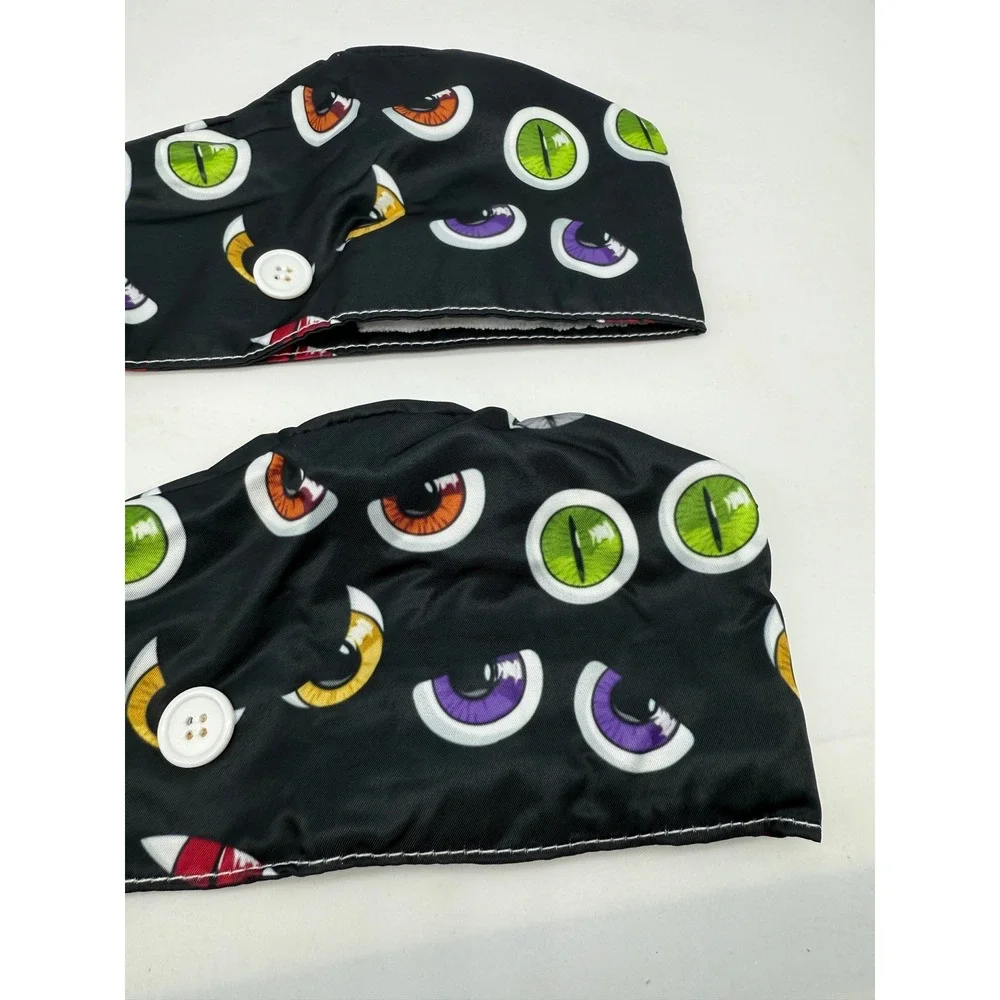 Adjustable Unisex Tie Back Scrub Cap Hat 2 Pack‎ Work Hat with Buttons